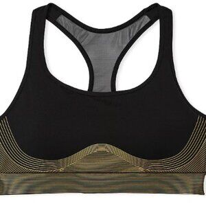 NWT - Victoria's Secret Player Shine Black and Gold Sports Bra - Size: Large